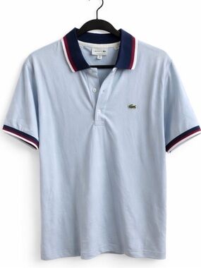 Lacoste Light Blue Polo with Navy, Red & White Trim